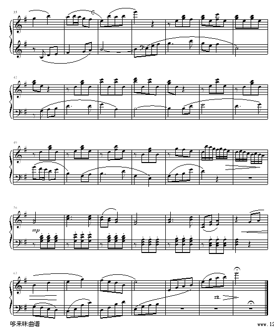 让我们荡起双桨-中国名曲钢琴曲谱（图2）