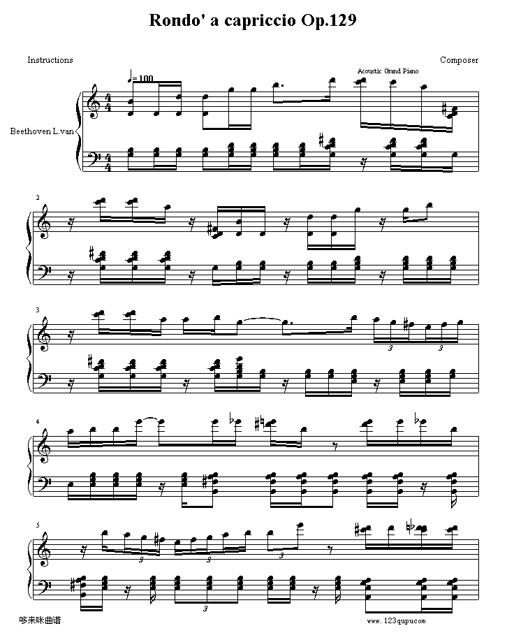 绮想輪旋曲-贝多芬钢琴曲谱（图1）