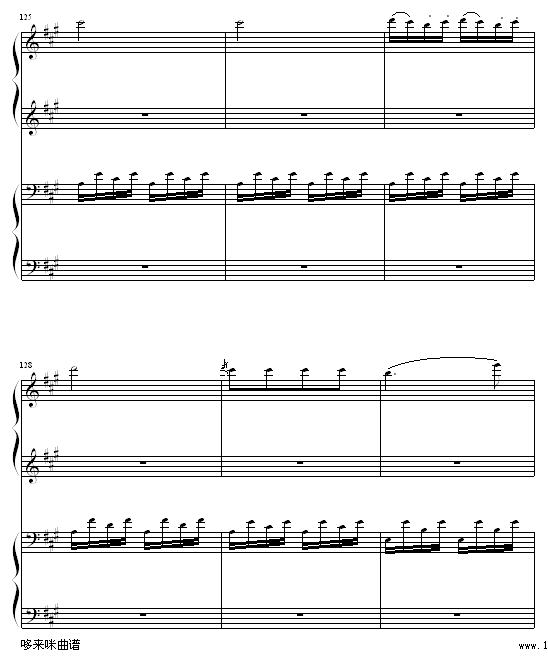 土耳其进行曲四手联弹-莫扎特钢琴曲谱（图19）