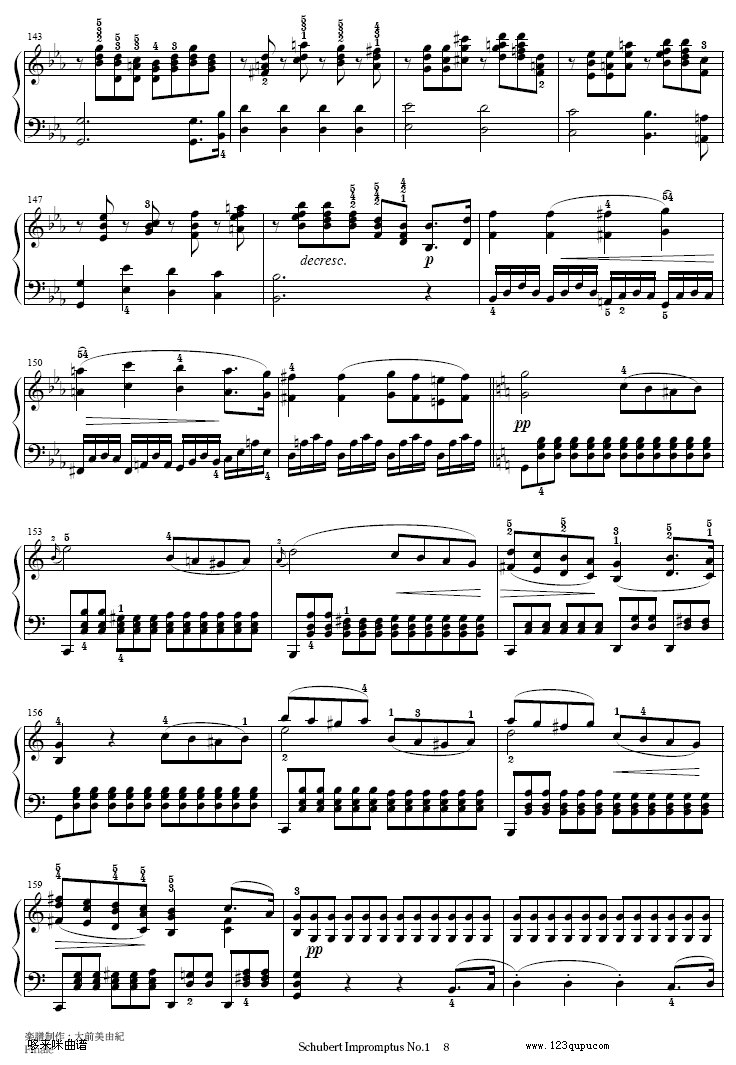 即兴曲Op.90-1-舒伯特钢琴曲谱（图8）