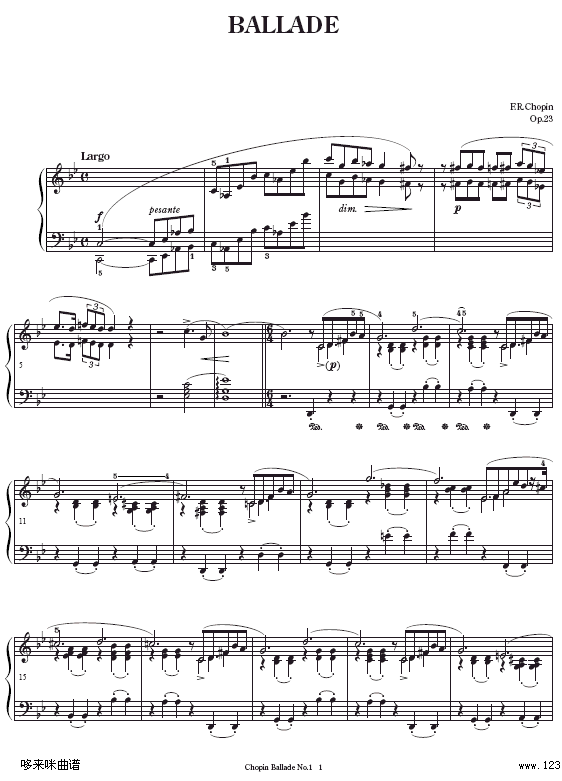 第一叙事曲-Ballade No.1-肖邦钢琴曲谱（图1）