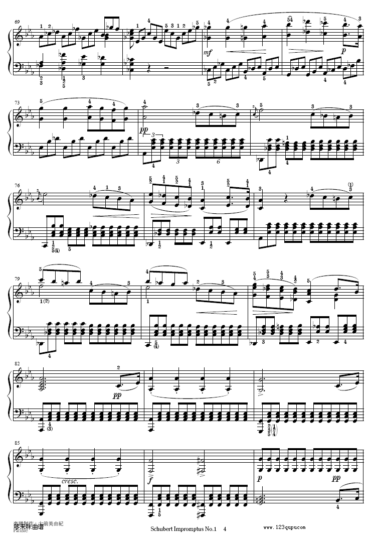 即兴曲Op.90-1-舒伯特钢琴曲谱（图4）