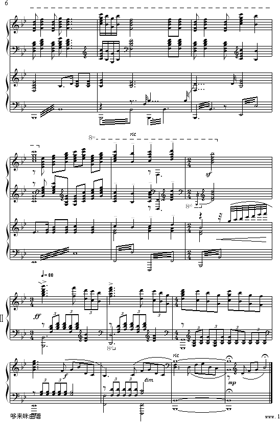 黄河颂-冼星海钢琴曲谱（图6）