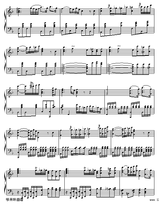 F大调浪漫曲-贝多芬钢琴曲谱（图4）