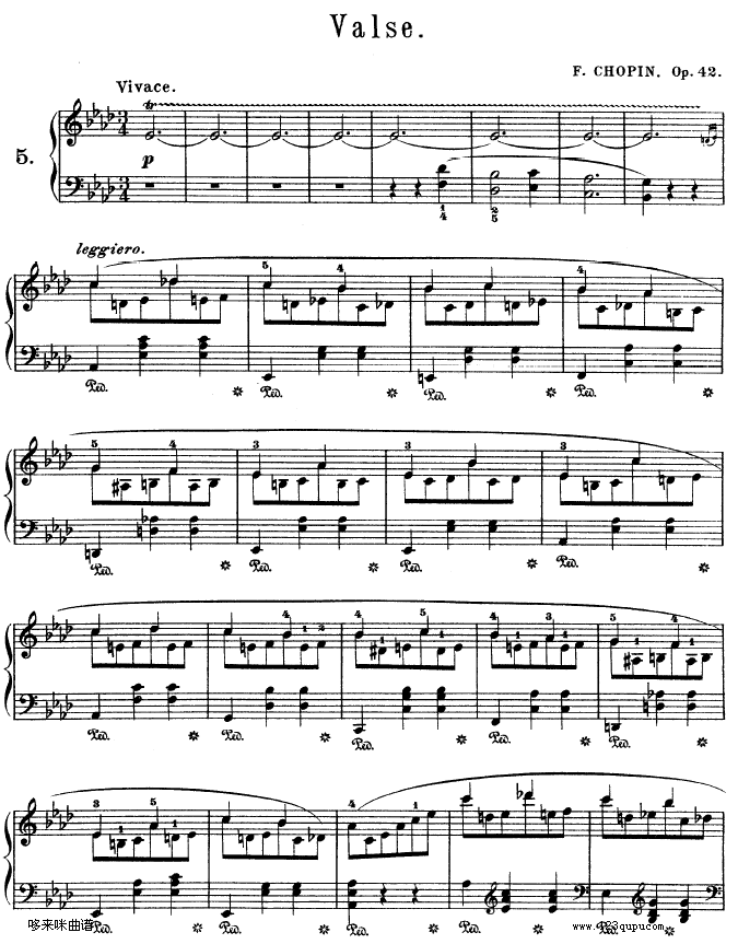 降A大调圆舞曲作品42-肖邦钢琴曲谱（图1）