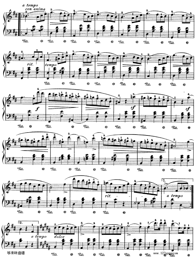 b小调圆舞曲作品69号之2-肖邦钢琴曲谱（图2）