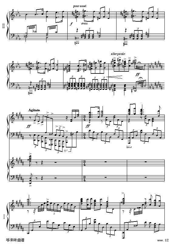 黄河愤-冼星海钢琴曲谱（图8）