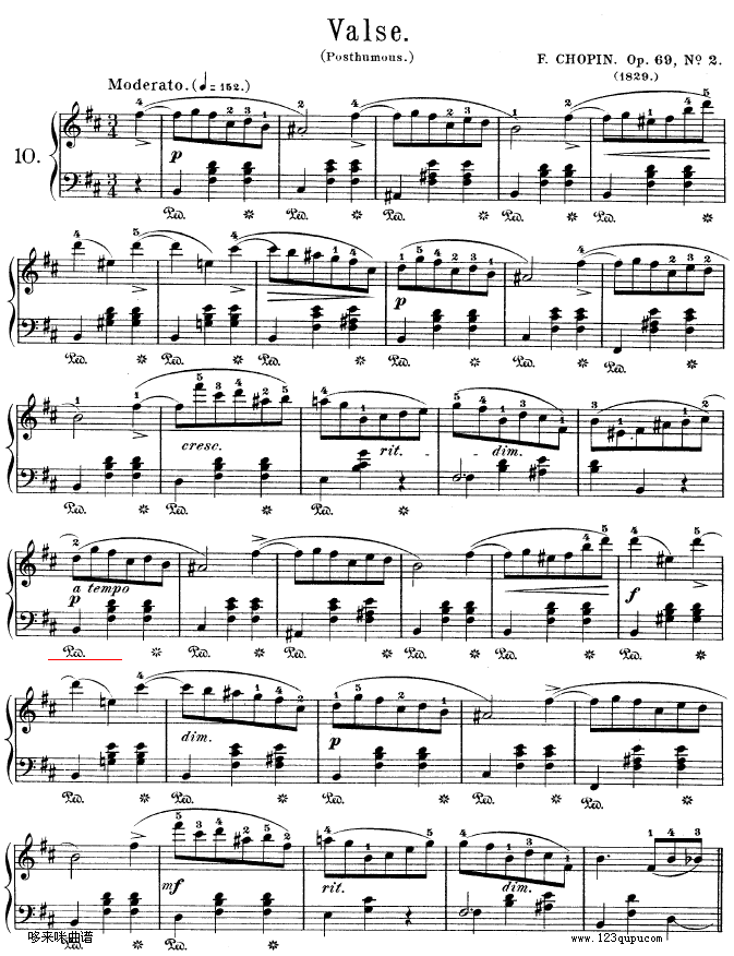 b小调圆舞曲作品69号之2-肖邦钢琴曲谱（图1）