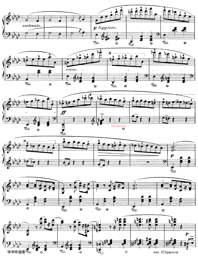 降A大调圆舞曲作品42-肖邦钢琴曲谱（图8）