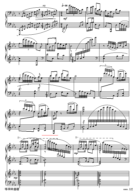 黄河愤-冼星海钢琴曲谱（图2）