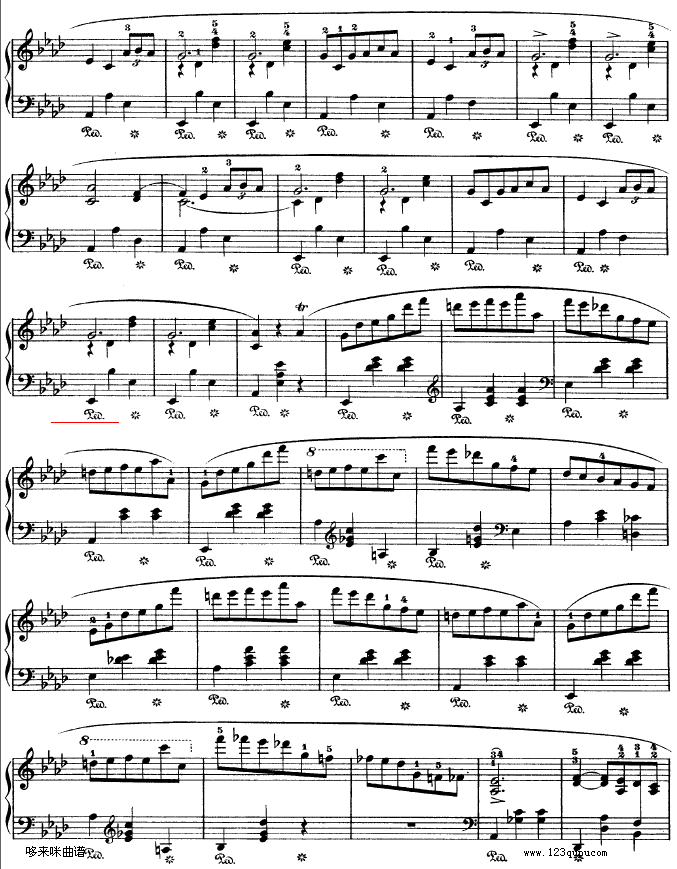 降A大调圆舞曲作品42-肖邦钢琴曲谱（图3）
