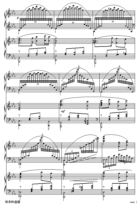 黄河愤-冼星海钢琴曲谱（图4）