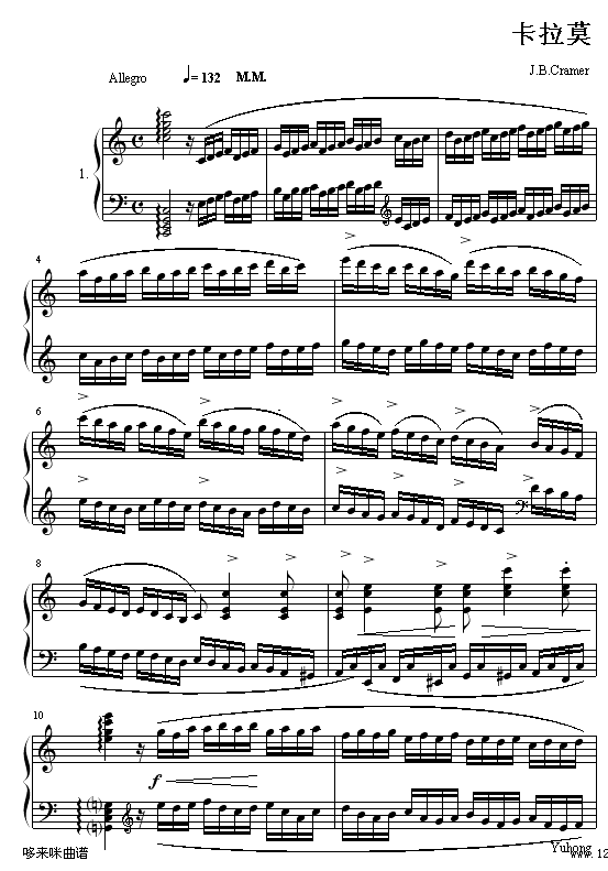 60首钢琴练习曲NO.1-克拉莫钢琴曲谱（图1）