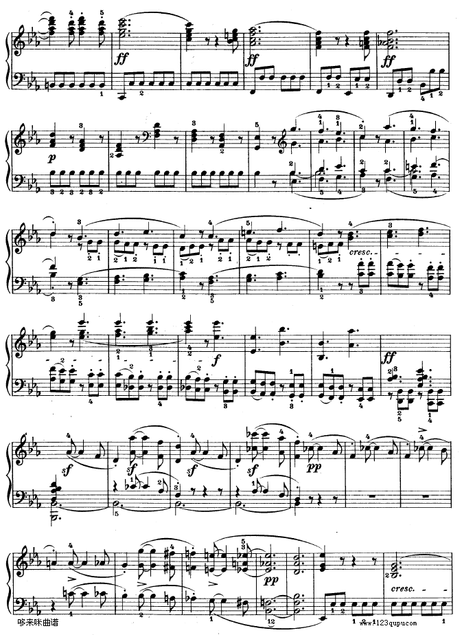 降E大调第四钢琴奏鸣曲-Op.7-贝多芬钢琴曲谱（图10）