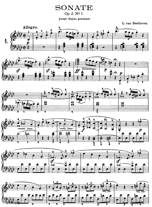 f小调第一钢琴奏鸣曲-贝多芬钢琴曲谱（图1）
