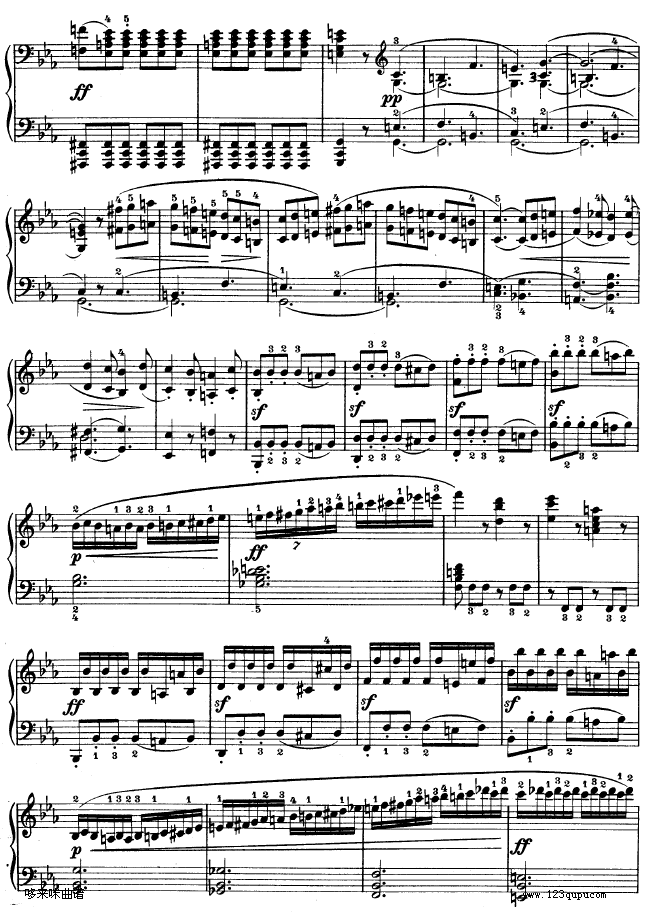 降E大调第四钢琴奏鸣曲-Op.7-贝多芬钢琴曲谱（图3）