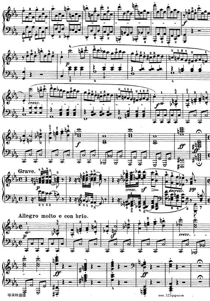 C小调第八琴奏鸣曲（悲怆）Op—13-贝多芬钢琴曲谱（图8）