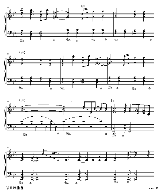 忧郁河上的桥-克莱德曼钢琴曲谱（图3）