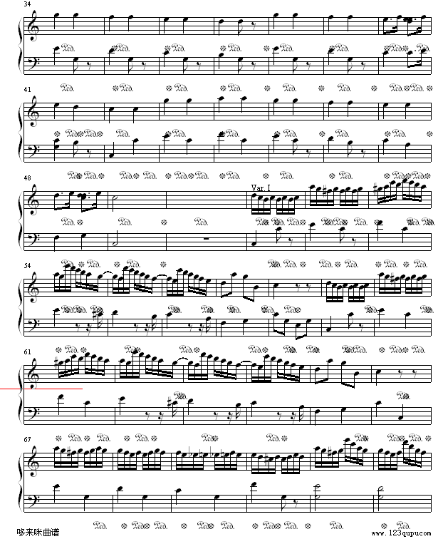 小星星变奏曲-莫扎特钢琴曲谱（图2）