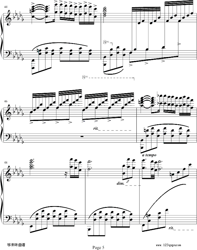 秋日私语-总谱-克莱德曼钢琴曲谱（图5）