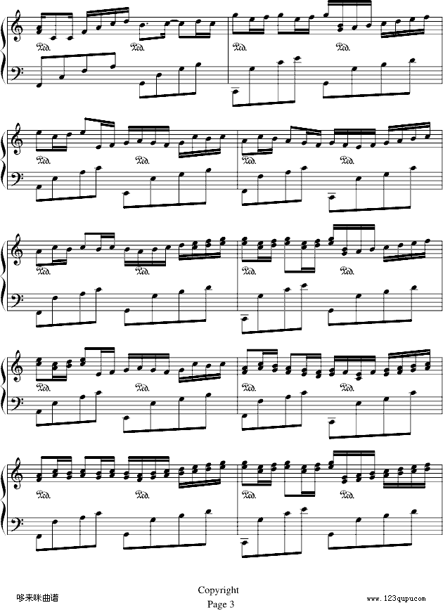 卡农-（情感100%）-帕赫贝尔-Pachelbel钢琴曲谱（图3）