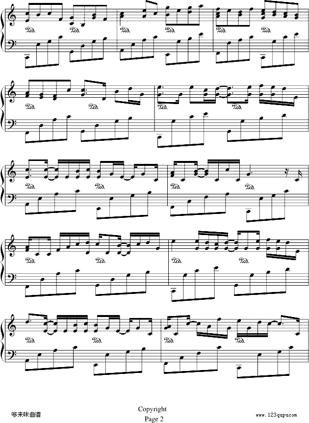 卡农-（情感100%）-帕赫贝尔-Pachelbel钢琴曲谱（图2）