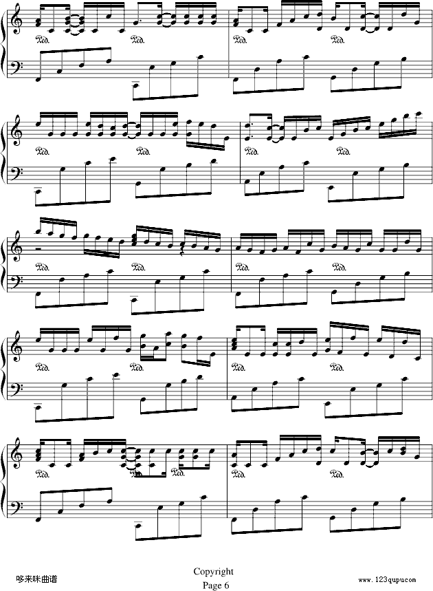 卡农-（情感100%）-帕赫贝尔-Pachelbel钢琴曲谱（图6）
