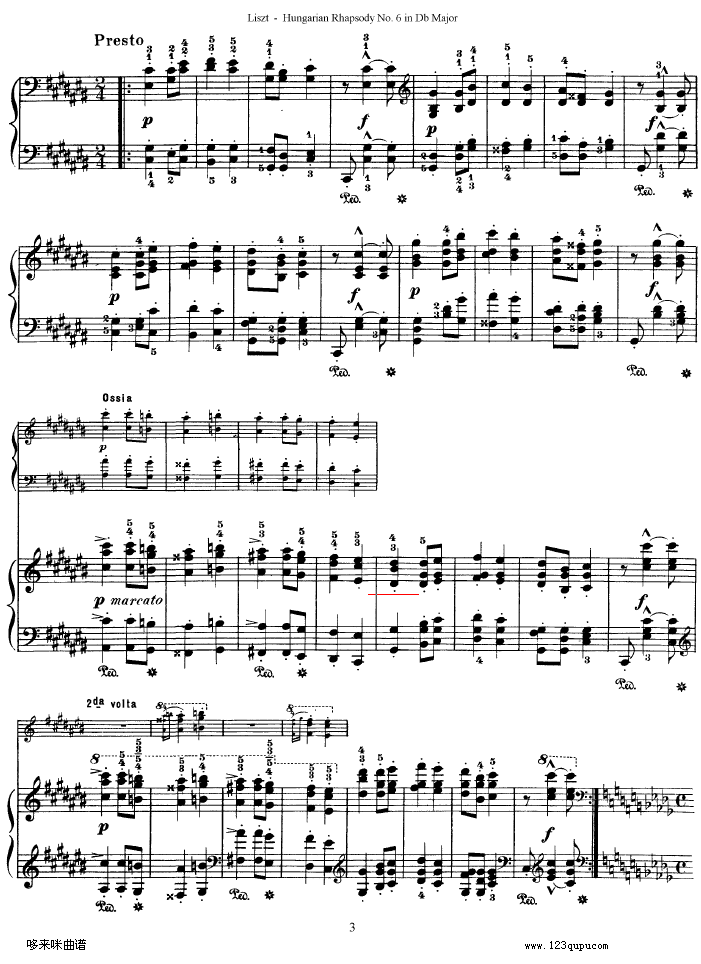 匈牙利狂想曲第六号-李斯特钢琴曲谱（图3）