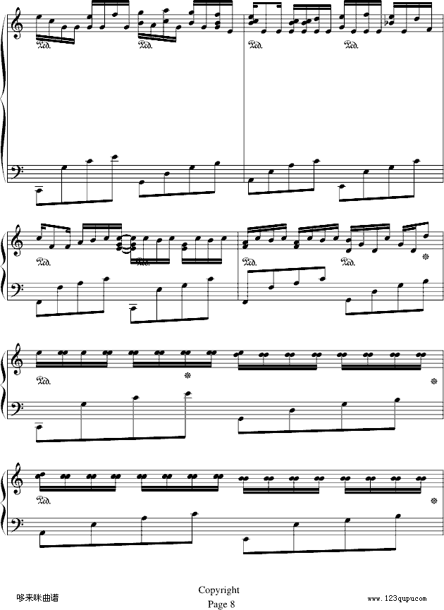 卡农-（情感100%）-帕赫贝尔-Pachelbel钢琴曲谱（图8）