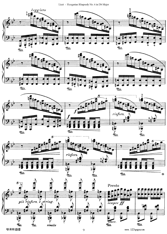 匈牙利狂想曲第六号-李斯特钢琴曲谱（图9）