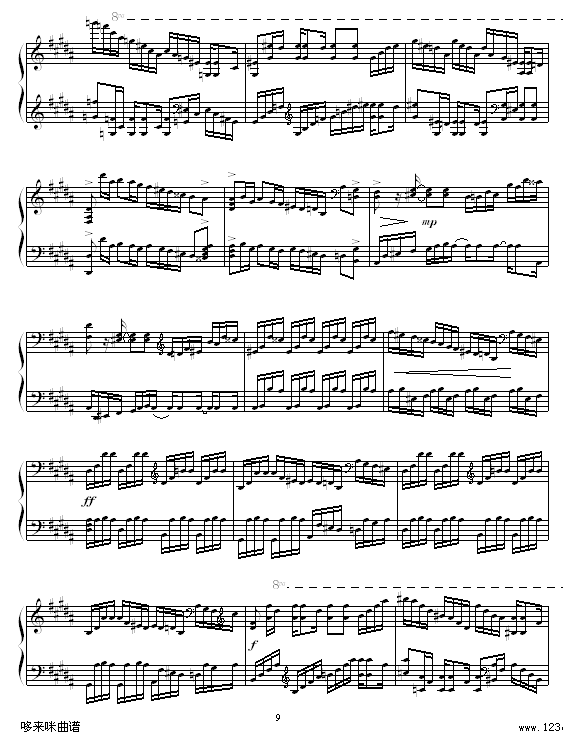 B大调练习曲-辛普森钢琴曲谱（图9）