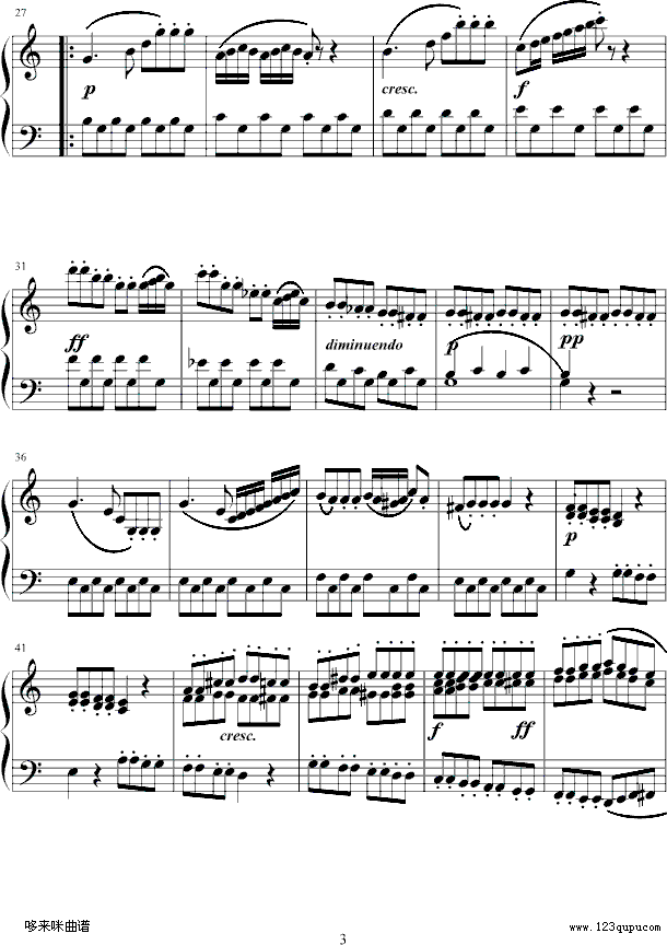 C大调小奏鸣曲第一乐章-克来门蒂钢琴曲谱（图3）