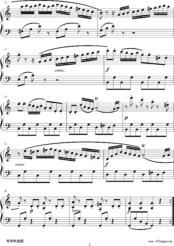 C大调小奏鸣曲第一乐章-克来门蒂钢琴曲谱（图2）
