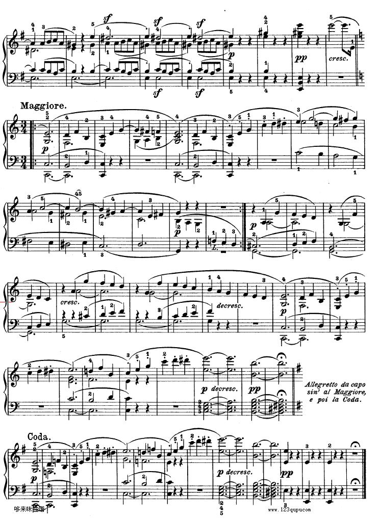 E大调第九钢琴奏鸣曲　Op. 14 No—1-贝多芬钢琴曲谱（图8）
