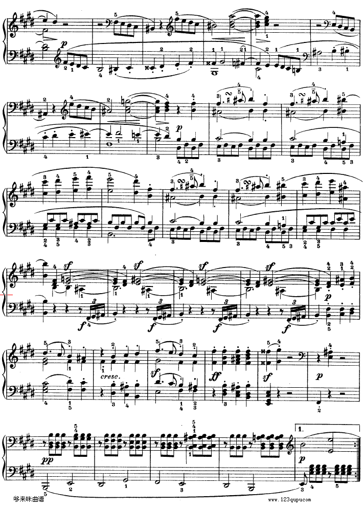 E大调第九钢琴奏鸣曲　Op. 14 No—1-贝多芬钢琴曲谱（图2）