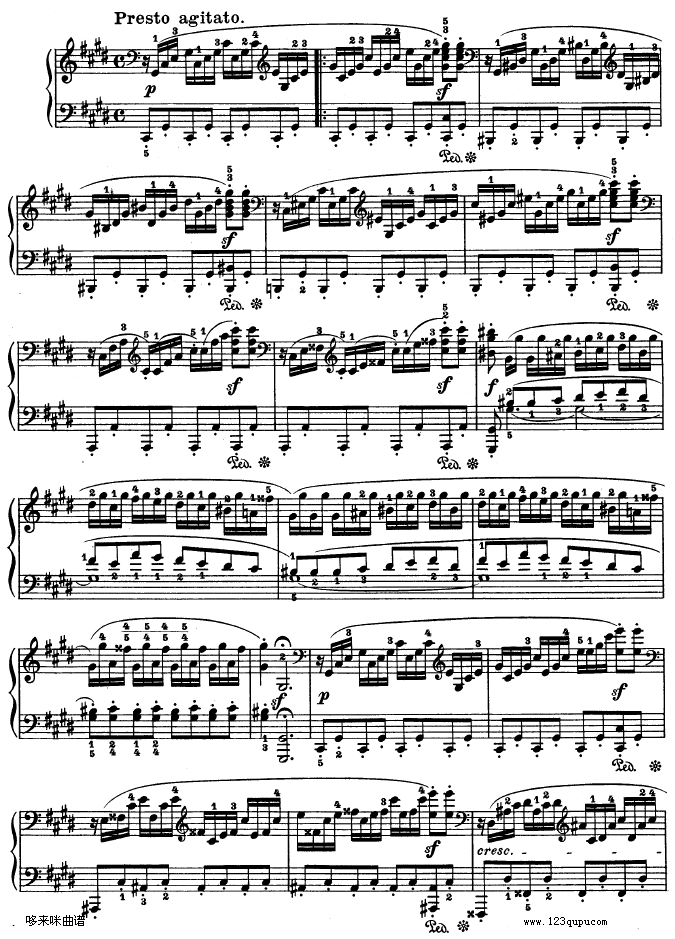 第十四钢琴奏鸣曲-《月光曲》-（Op.27 No.2）-贝多芬钢琴曲谱（图5）
