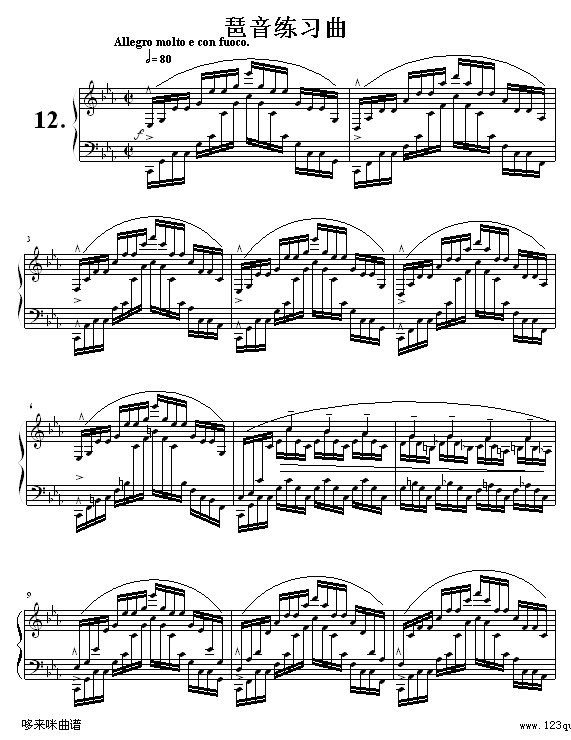 琶音练习曲-肖邦钢琴曲谱（图1）