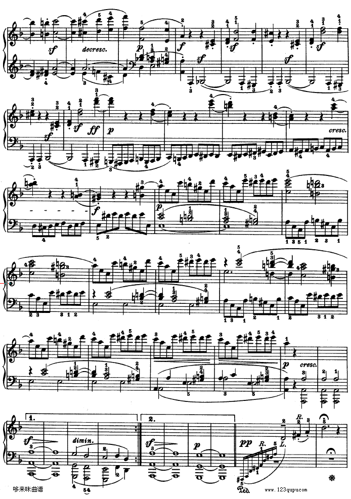 暴风雨-d小调第十七钢琴奏鸣曲 - Op.31—2-贝多芬钢琴曲谱（图3）
