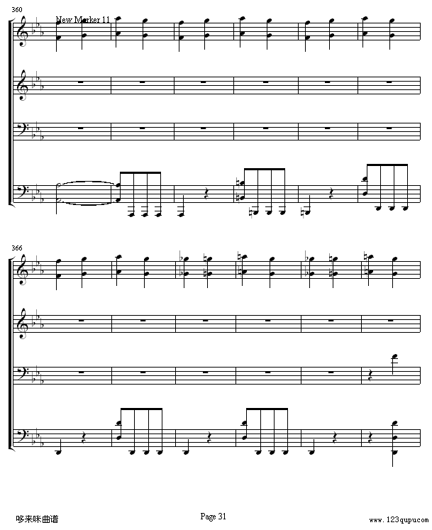 命运交响曲 -（钢琴4手联弹）-贝多芬钢琴曲谱（图31）