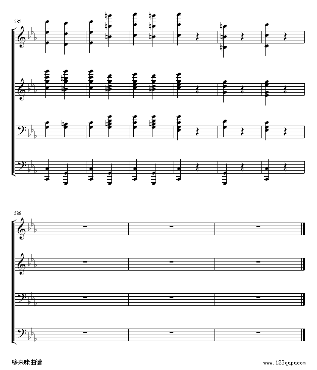 命运交响曲 -（钢琴4手联弹）-贝多芬钢琴曲谱（图45）