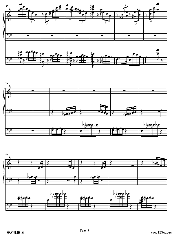 李斯特的帕格尼尼练习曲No. 6-李斯特钢琴曲谱（图3）