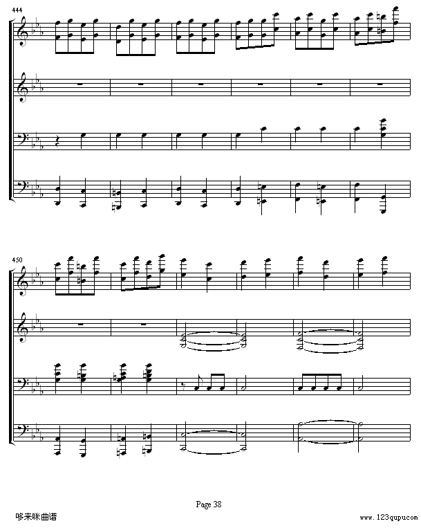 命运交响曲 -（钢琴4手联弹）-贝多芬钢琴曲谱（图38）
