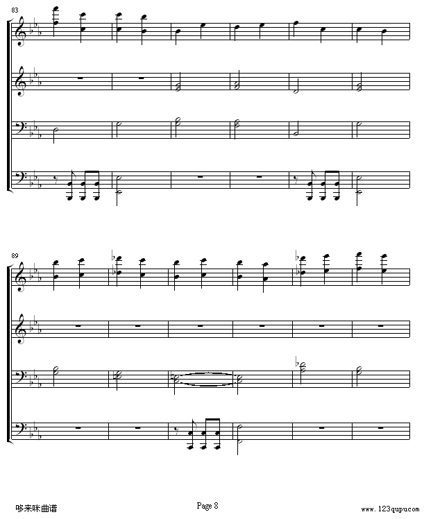 命运交响曲 -（钢琴4手联弹）-贝多芬钢琴曲谱（图8）
