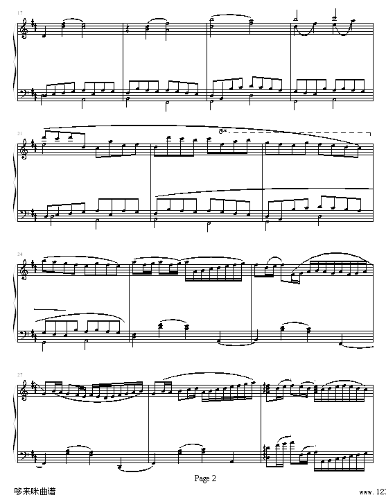 D大调卡农原版-帕赫贝尔-Pachelbel钢琴曲谱（图2）