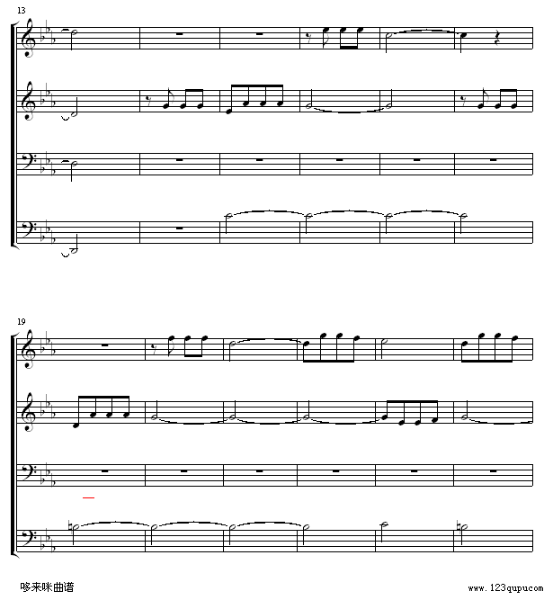 命运交响曲 -（钢琴4手联弹）-贝多芬钢琴曲谱（图2）