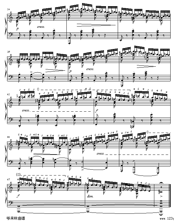 半音练习曲-肖邦钢琴曲谱（图4）
