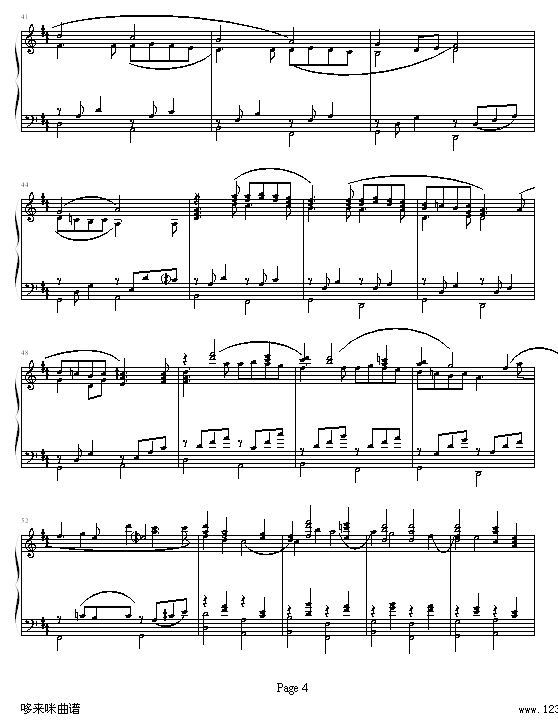 D大调卡农原版-帕赫贝尔-Pachelbel钢琴曲谱（图4）