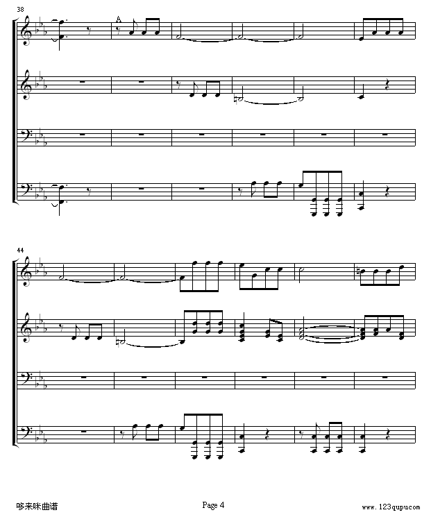 命运交响曲 -（钢琴4手联弹）-贝多芬钢琴曲谱（图4）