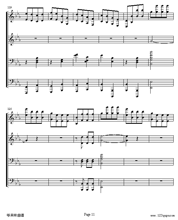 命运交响曲 -（钢琴4手联弹）-贝多芬钢琴曲谱（图11）