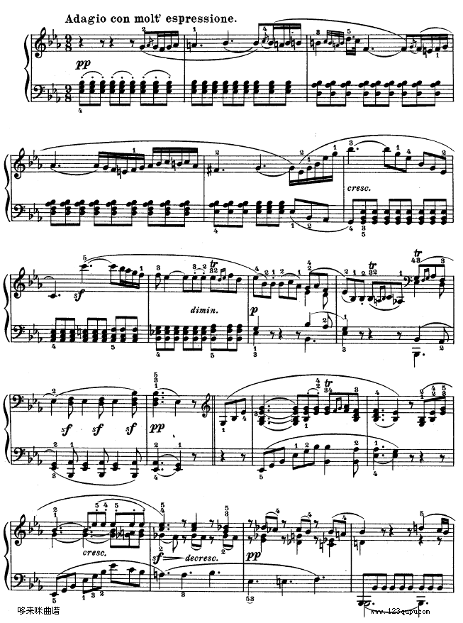 第十一钢琴奏鸣曲-op.22-贝多芬钢琴曲谱（图10）